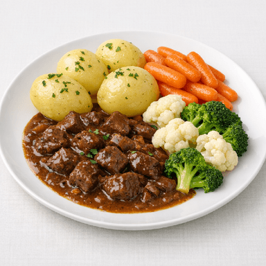 Portergryta, potatis, bukettgrönsaker