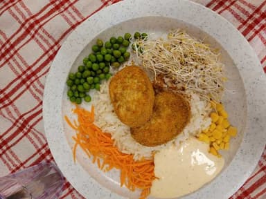 Kikärtsbiff, currysås, ris