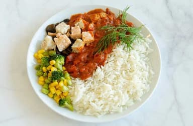 5. Specialkost Fettreducerad - Fiskgratäng med champinjoner, ris och ångade grönsaker*