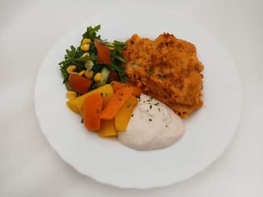 Kycklinglasagnette och måltidstillbehör