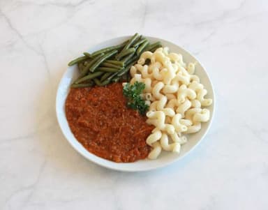 Pasta Bolognese med haricots verts