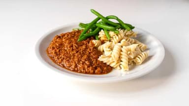 6. Pasta och köttfärssås med haricots verts 