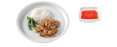 Biff Stroganoff, jasminris, haricots verts, Bärkräm 
