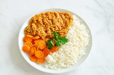 2. Specialkost Fettreducerad - Indisk gryta med ris och morötter*