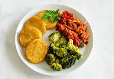 Specialkost Jodfri - Potatisbullar med ratatouille och broccoli*