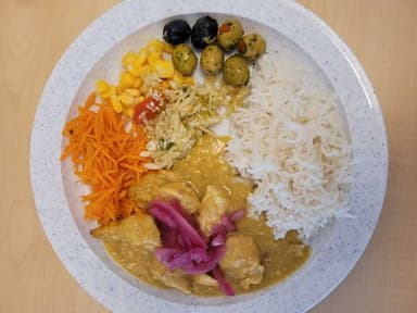 Currygryta kyckling, ris 