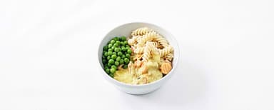 Pastasås med bacon, svamp och grönsaker, pasta, ärter, Aprikossmoothie