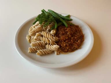 6. Pasta och köttfärssås med haricots verts 