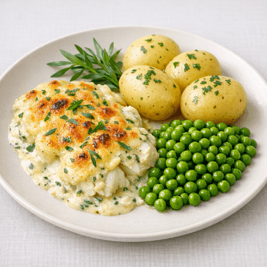 Dragonfisk, potatis, ärtor