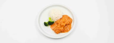 Stroganoff med grillost, jasminris, broccoli. Jordgubbssmoothie