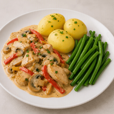 Kungens kycklinggryta, potatis, haricots verts