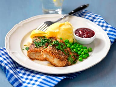 Stekt sill med potatismos och skirat smör